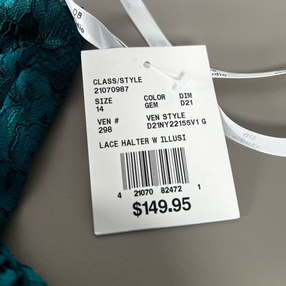 David’s Bridal Allover Lace Green Halter Gown Long Dress  NWT Size 14 - Picture 8 of 10